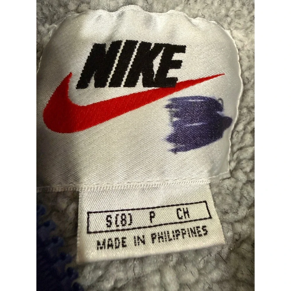 Vintage Nike Kids Navy Blue Sherpa Fleece Lined Windbreaker Jacket Size S 8